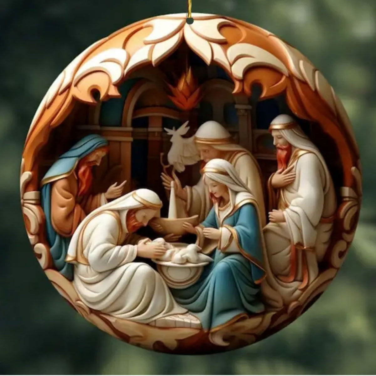 8 Pcs Vintage Birth of Jesus, Fruilibee Handcrafted 2D Christmas Ornaments Decor