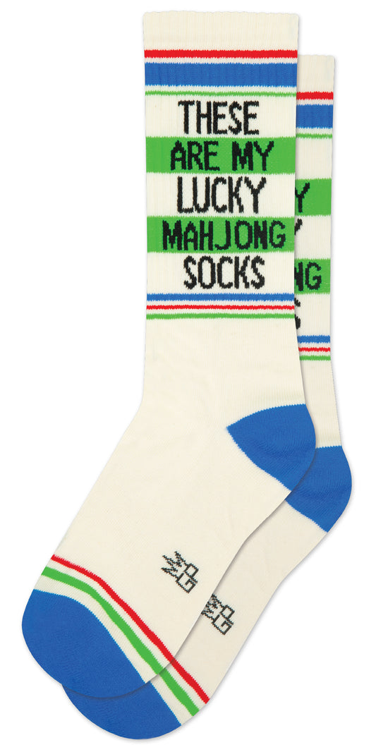 These Are My Lucky Mahjong Socks, Novelty Crazy Gym Crew Socks, Fit a Women’s size 6 to Men’s size 15 ( Made in the USA )