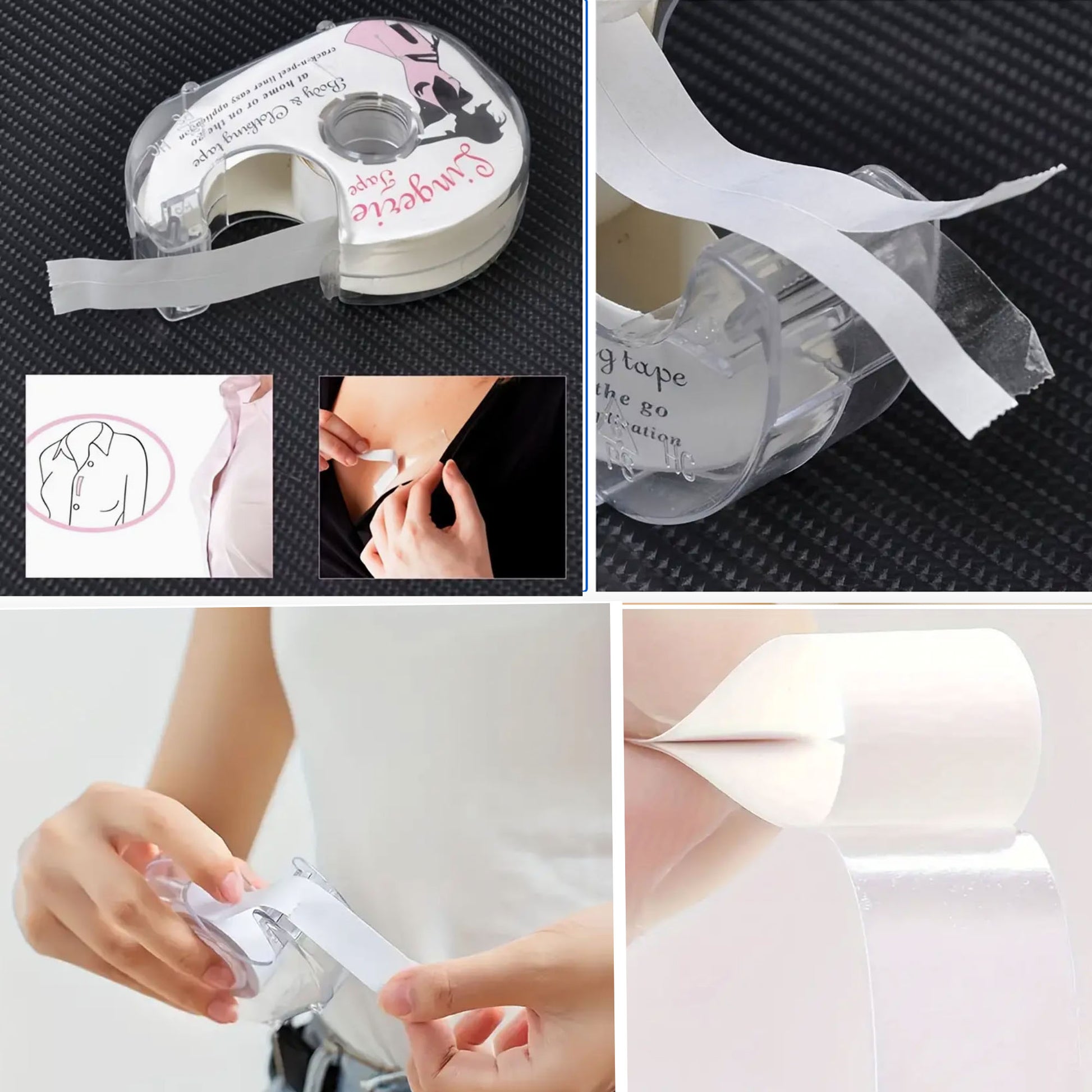 2 Rolls Double Sided Clothing Tape with Dispenser, Skin-Safe, Non-Slip – Zay Outlet 2 Rolls Double Sided Clothing Tape with Dispenser, Skin-Safe, Non-Slip – Zay Outlet