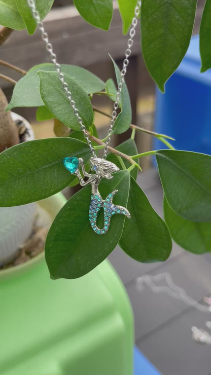 The Little Blue Mermaid Rhinestone Crystal Pendant Necklace, Birthday Jewelry Gifts for Women, Mom, Girls and Best Friend, Anniversary Valentines Day, Holiday Gifts