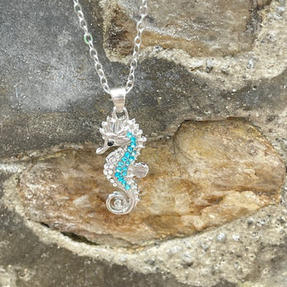 925 Sterling Silver Seahorse Necklace, Cute Ocean Pendant Jewelry Gift for Women, Birthday Gift for Mom or Best Friend