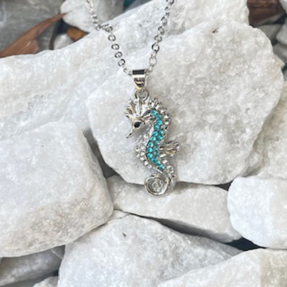 925 Sterling Silver Seahorse Necklace, Cute Ocean Pendant Jewelry Gift for Women, Birthday Gift for Mom or Best Friend