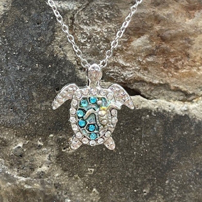Sea Turtle Necklace 925 Sterling Silver, Ocean Turtle Pendant for Women, Birthday Anniversary Gift for Mom, Best Friend Jewelry